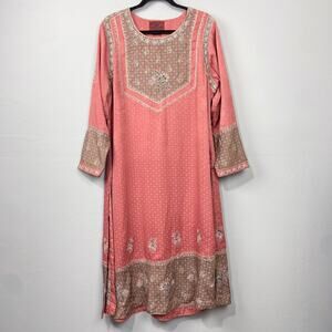 Karabagh Kurta‎ Tunic Size L Boho Embroidered Floral Ethnic Modest Cottagecore
